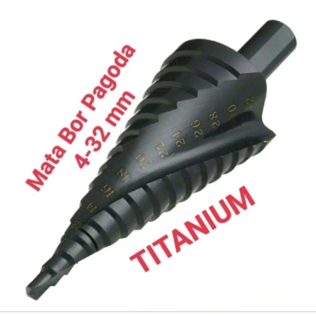 Mata Bor Pagoda 4-32MM Mata Bor Untuk Baja Keras Pagoda Titanium Mata Bor Besi Baja Black Titanium