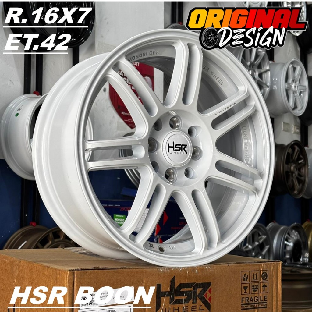 HSR Boon Velg Mobil Glossy White 16 Inch Ring 16 Warna Putih Lubang 4