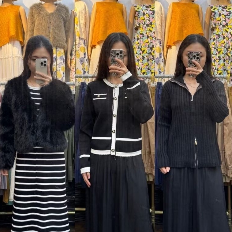 BUTIKEHOUSE - Cardigan Outer Plisket Jaket Sweater Rajut Coat Bulu Winter Premium Wanita