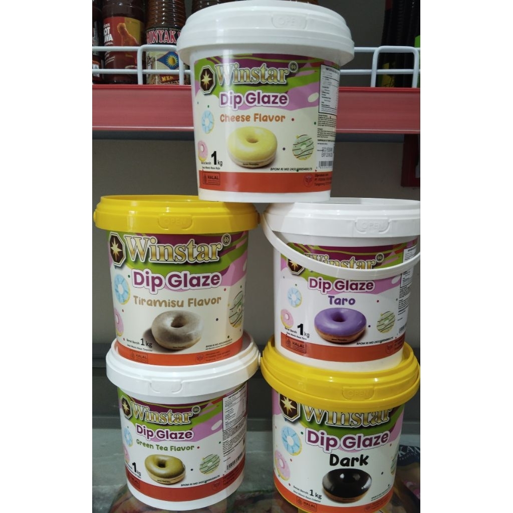 WINSTAR DIP GLAZE 1KG - GLAZE DONUT - STRAWBERRY/TARO/GREENTEA/TIRAMISU/WHITE/DARK/CHEESE