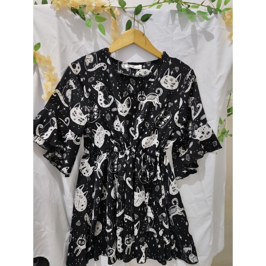 Atasan/Tunik Wanita Lengan Pendek Berkarakter (Preloved)