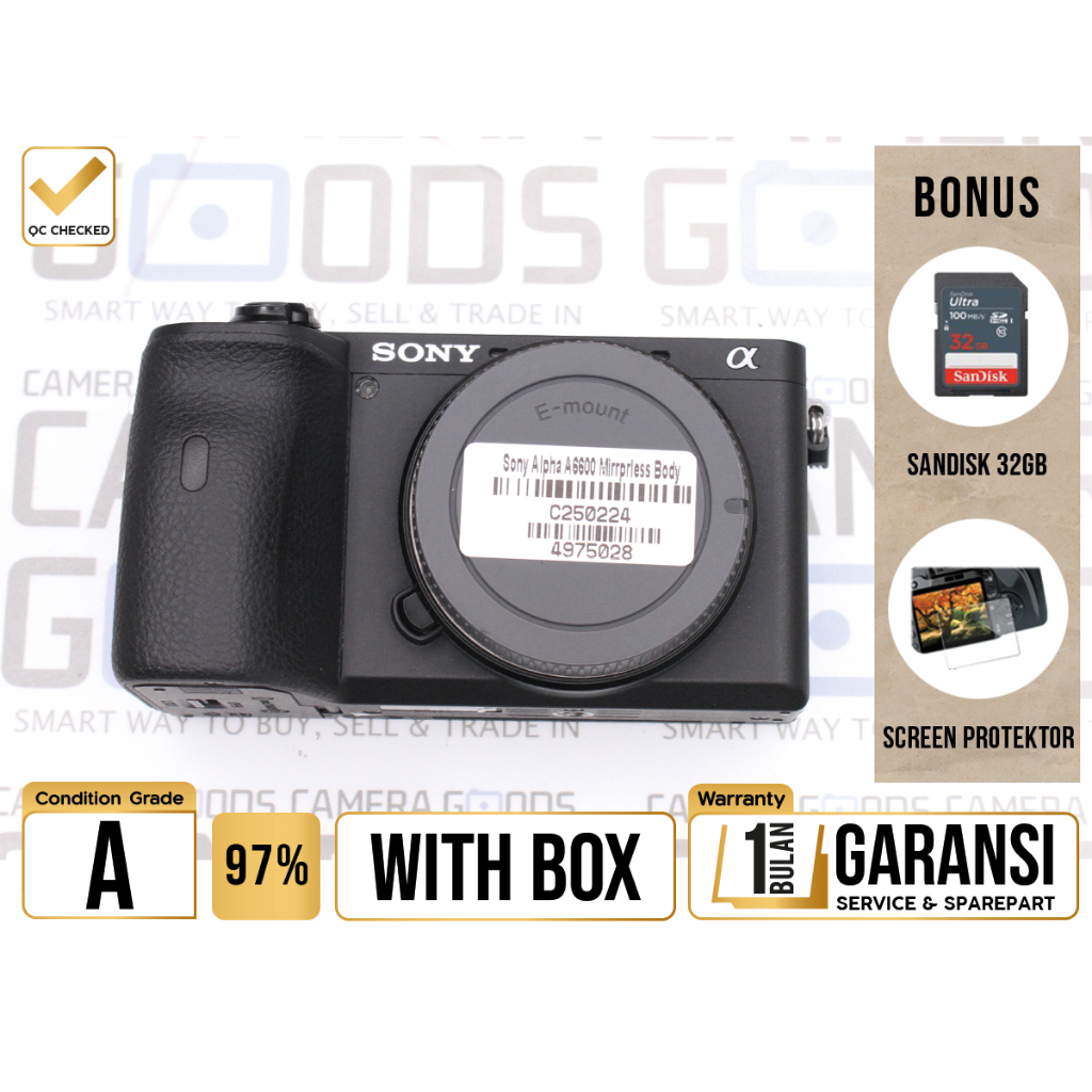 Kamera Sony Alpha A6600 APS-C Camera Digital Mirrorless  - C250224 Second Bekas Grade A / Sony A 660