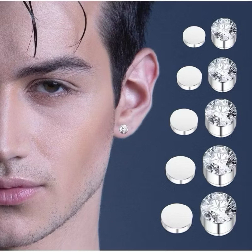 ANTING PRIA WANITA ANTING MODEL PERMATA ANTING MAGNET TANPA TINDIK ANTING TITANIUM ANTI KARAT TIDAK 