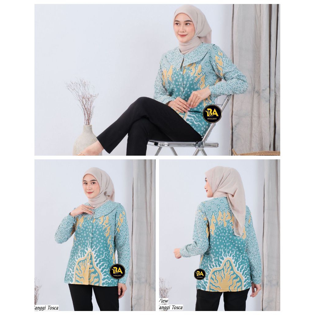 Blouse Batik Wanita Modern Kerah Kupu
