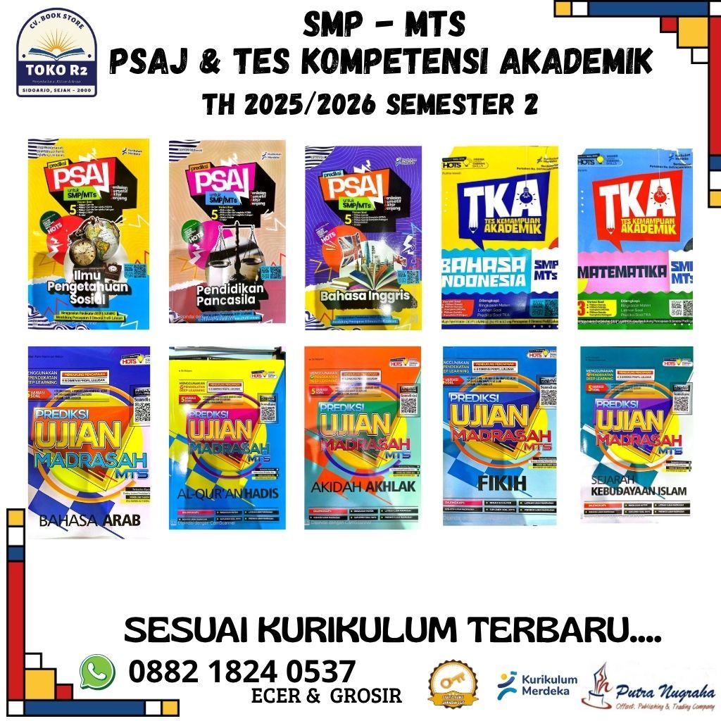 BUKU SMP/MTS PSAJ |TKA | PREDIKSI SD/MI | BUKU PREDIKSI UJIAN SEKOLAH | PENERBIT PUTRA NUGRAHA |TERB