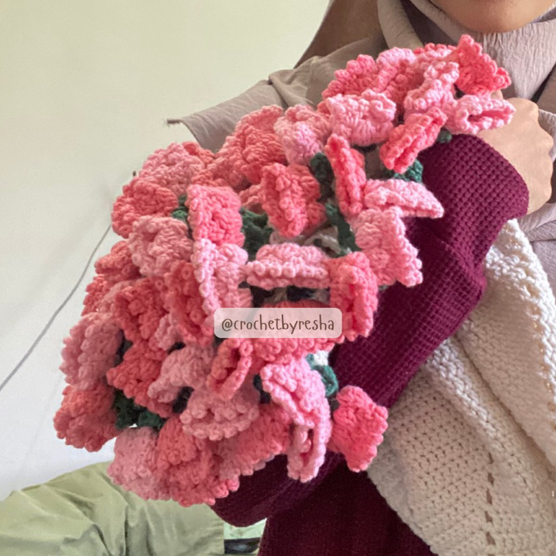 Selimut Rajut Buket Lily of The Valley | Crochet Flower Blanket 100% Handmade