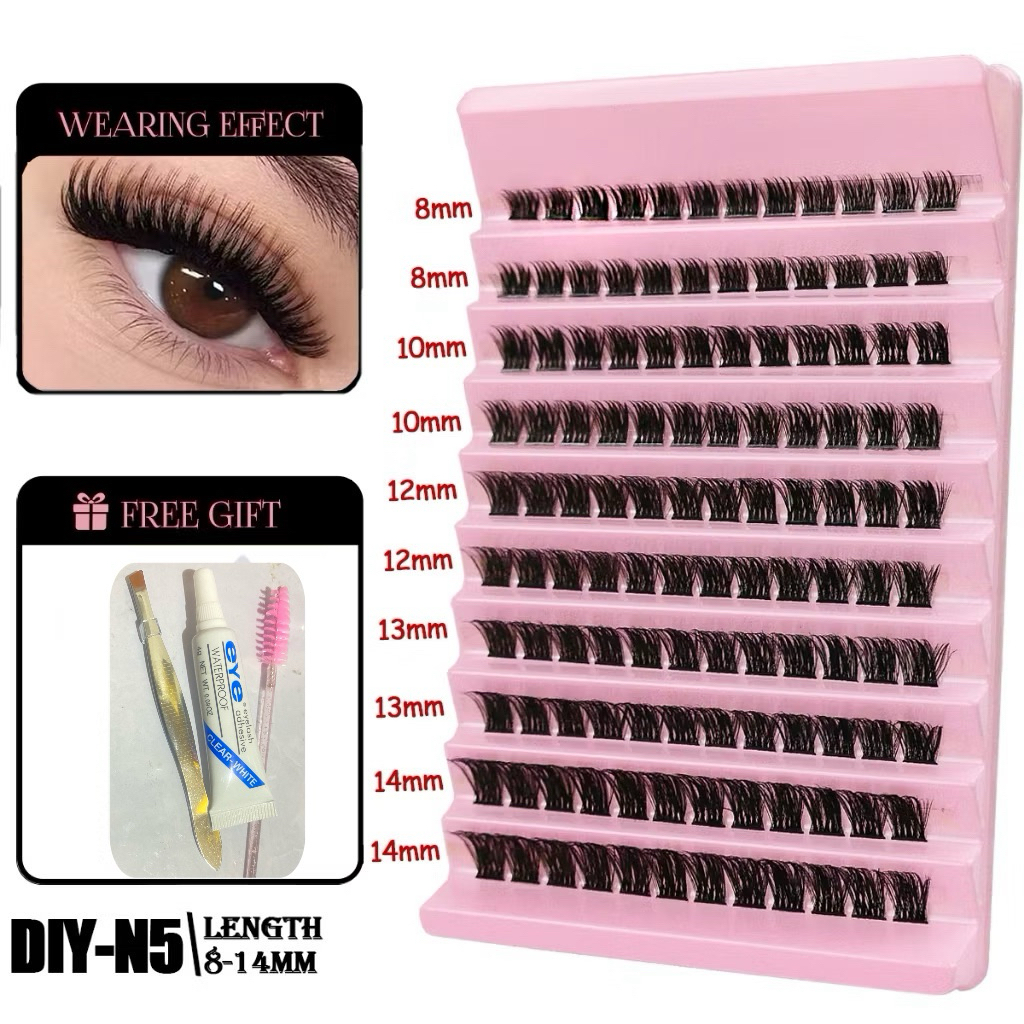 Bulu palsu 10 baris free pinset+lem+sikat bulu mata/ eyelash extension sendiri/ eyelash pasang sendi