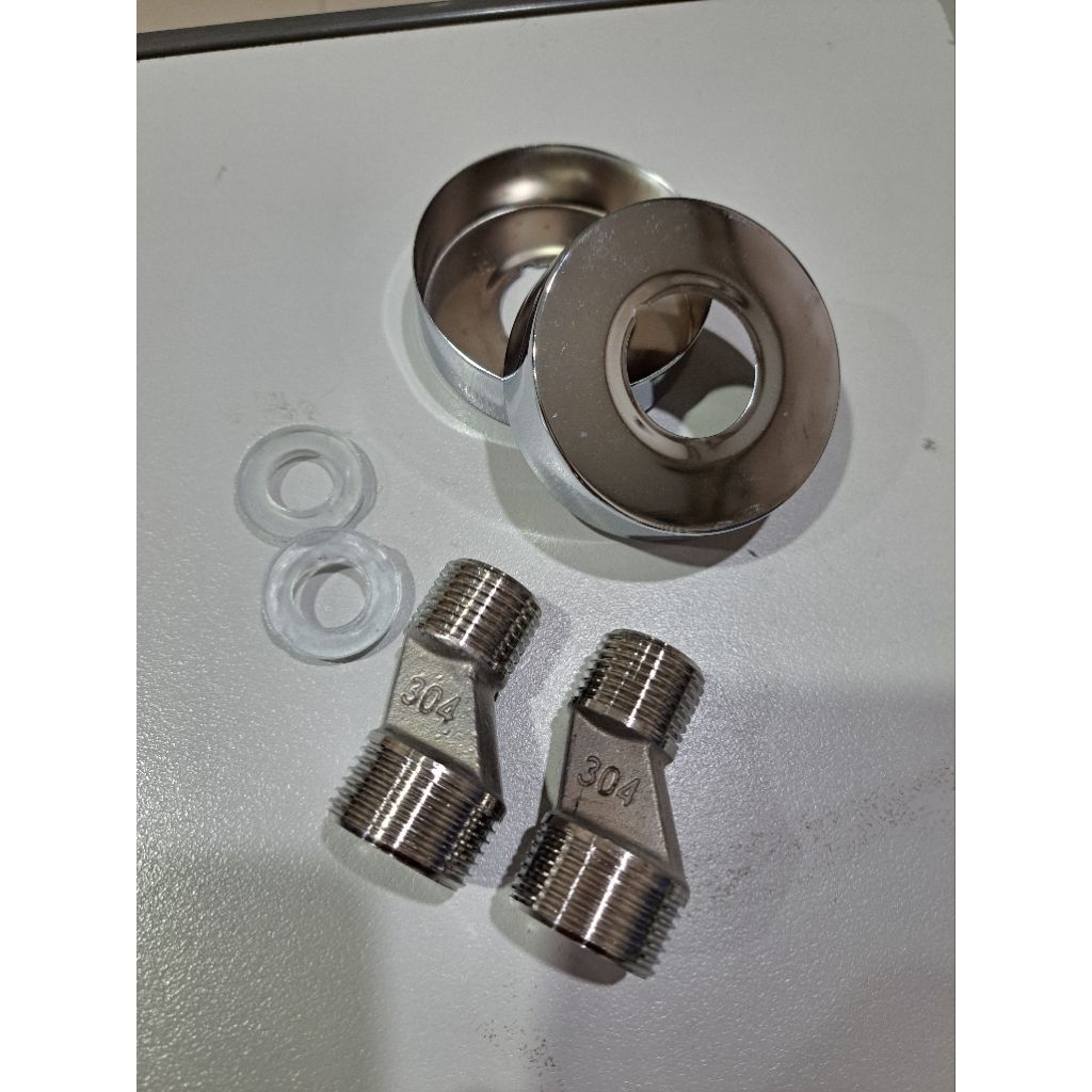 Double Nepel Set Bathub Panas Dingin Stainless 304-Sambungan Nepel Keran Air Fitting 3/4 ke 1/2 untu