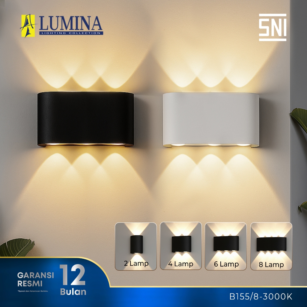 Lumina - Lampu Hias Dinding LED Minimalis Modern Sorot 2 Arah 2W 4W 6W 8W Tahan Air Outdoor & Indoor