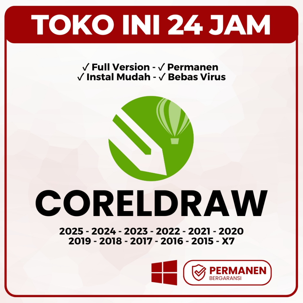 CorelDRAW 2025 - X7 Full Version GARANSI for Windows | Versi 2026 / 2025 / 2024 / 2023 / 2022 / 2021