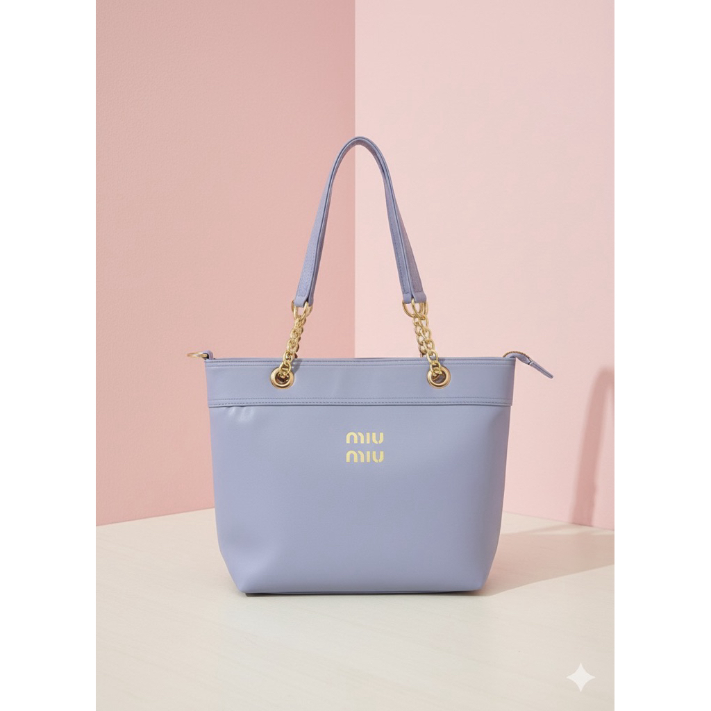 Maison MK - Tas Miu Miu Soft Blue-Grey & Orange Nude – Shoulder Bag Elegan Kekinian Wanita