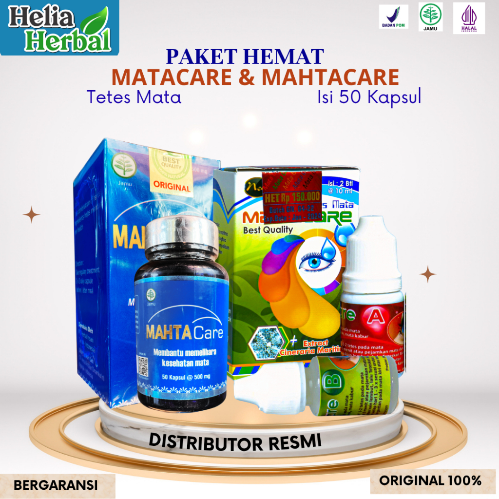 (Paket Hemat) Matacare Tetes Isi 2 botol Mahtacare Isi 50 Kapsul Atasi Silinder ,Katarak,infeksI