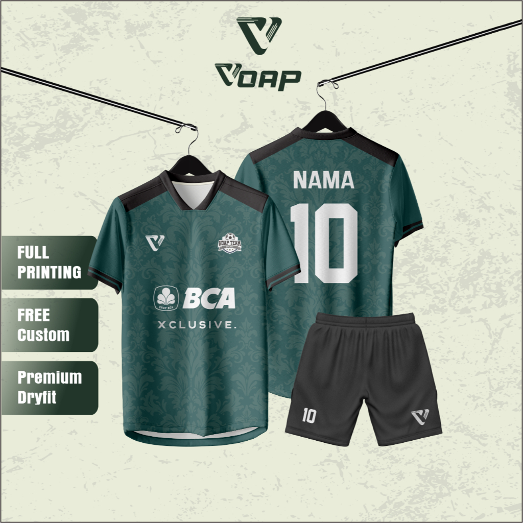 Baju Bola / Futsal Full Printing Custom Desain Gratis Nama Logo dan Sponsor ( bisa satuan ) | GreenB