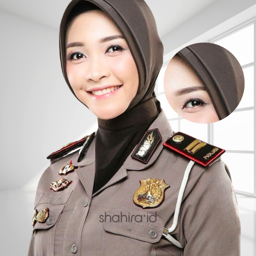 Jilbab Polwan Instan Ikat Leher Tali/Kancing Pet Garis 2 Anti Tembem Premium Spandek Sutra