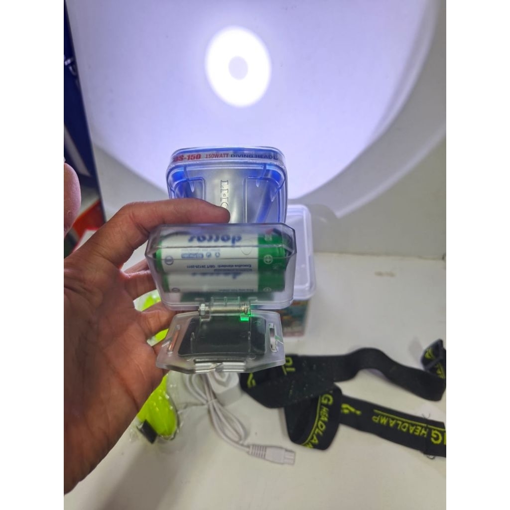 Senter Kepala 150Wat  Dorras DS-150 / Headlamp Led Menyelam Tahan 15 Jam Body Transparan