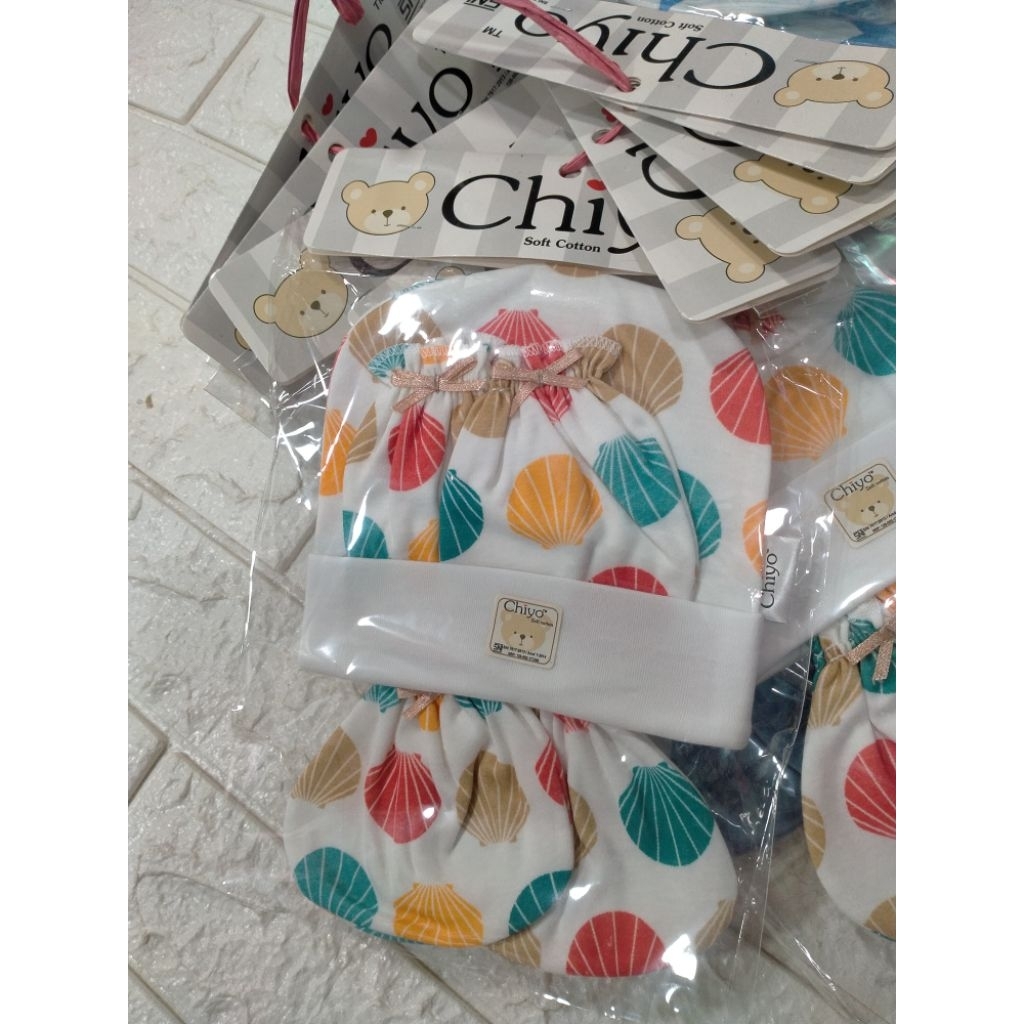 Topi set Bayi Chiyo | Topi Set Sarung Tangan Sarung Kaki Bayi Chiyo | Chiyo Set | Baby Set | Topi Se