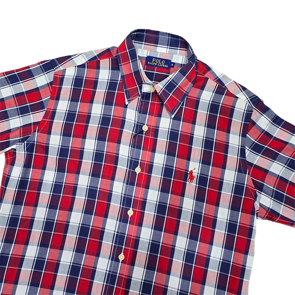 Kemeja pria lengan pendek polo ralph lauren RED NAVY WHITE M0125
