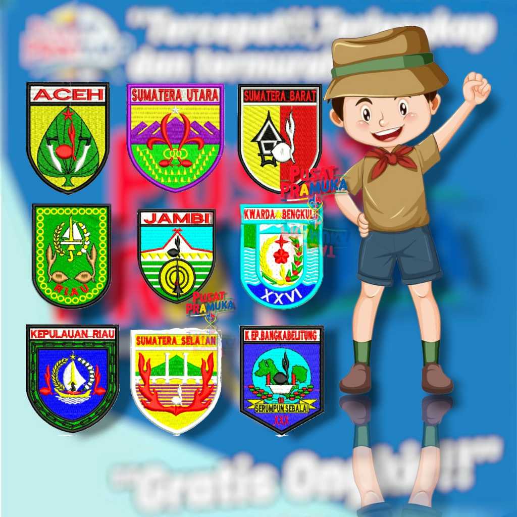 Bordir Kwarda Pramuka Provinsi Sumatera – Badge Pramuka Aceh, Kepulauan Riau, Bangka Belitung, Bengk