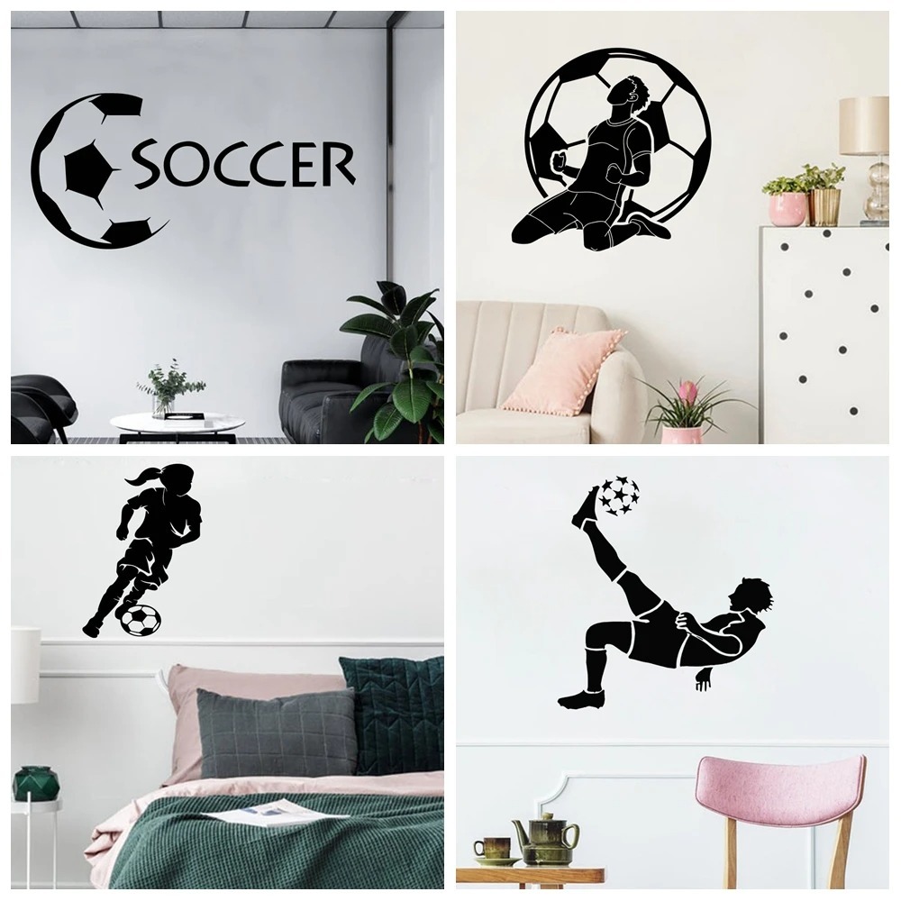 1 buah stiker dinding sepak bola, stiker dinding yang dapat dilepas, wallpaper DIY untuk dekorasi ru