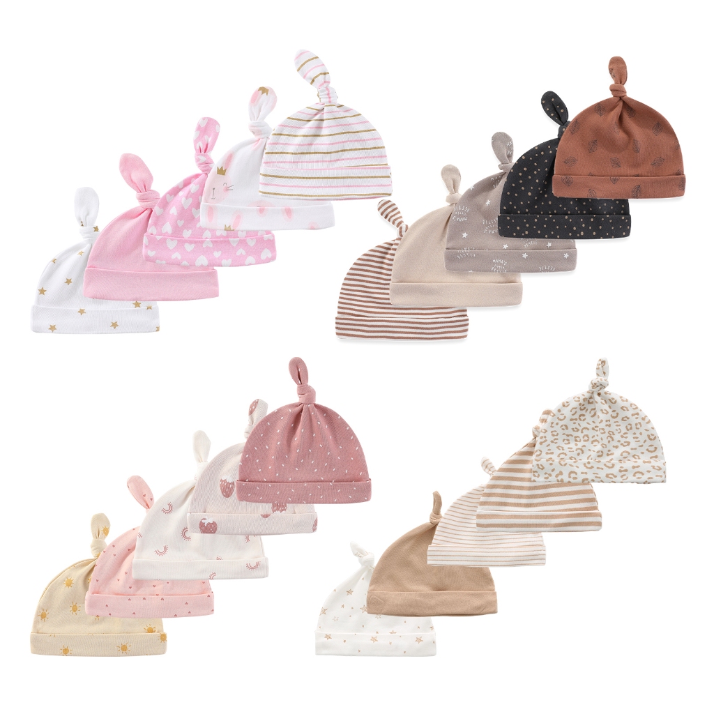 Pria bayi topi perempuan set kapas cetak pola topi bayi topi bayi baru lahir 5pcs