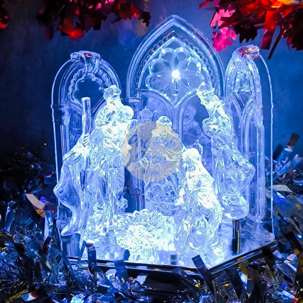 Hiasan Natal Miniatur Diorama Kelahiran Yesus Kristal Jesus Patung Christmas Kristiani Kotak Musik N