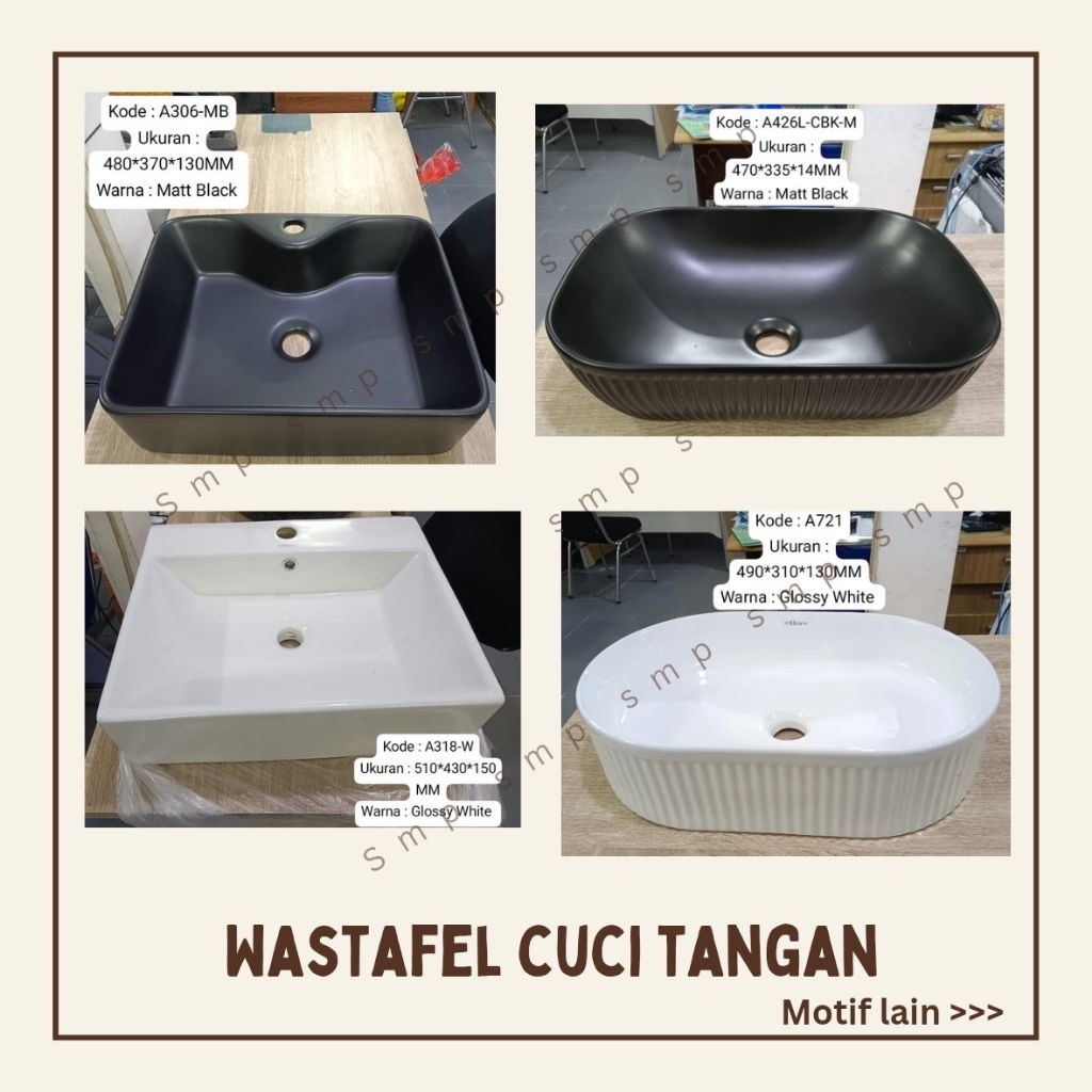 wastafel cuci tangan keramik Filtra Putih Hitam