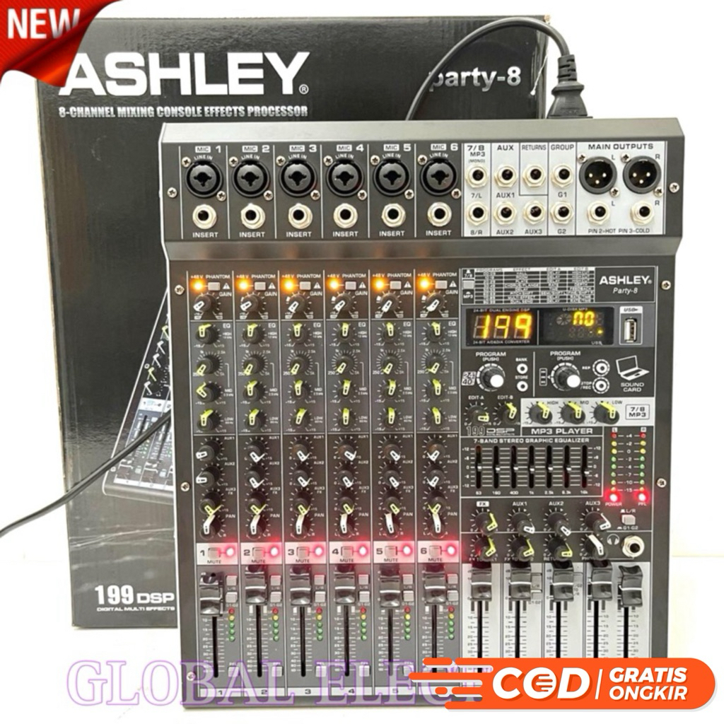 Promo Audio MIXER AUDIO ASHLEY PARTY 8 ORIGINAL 6 CHANNEL BLUETOOTH ORIGINAL ASLI ASHLEY PARTY10