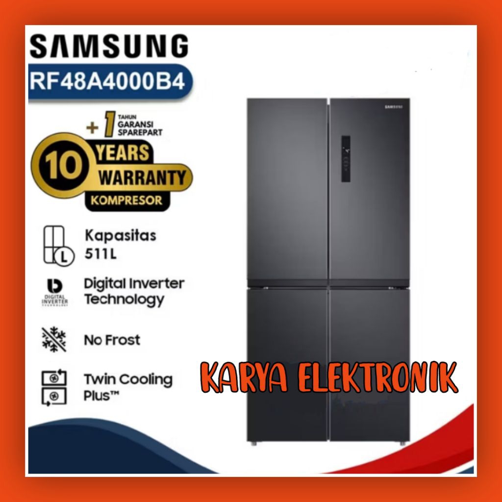 KULKAS SAMSUNG 4 PINTU RF48A4000B4 INVERTER GARANSI 10 TAHUN