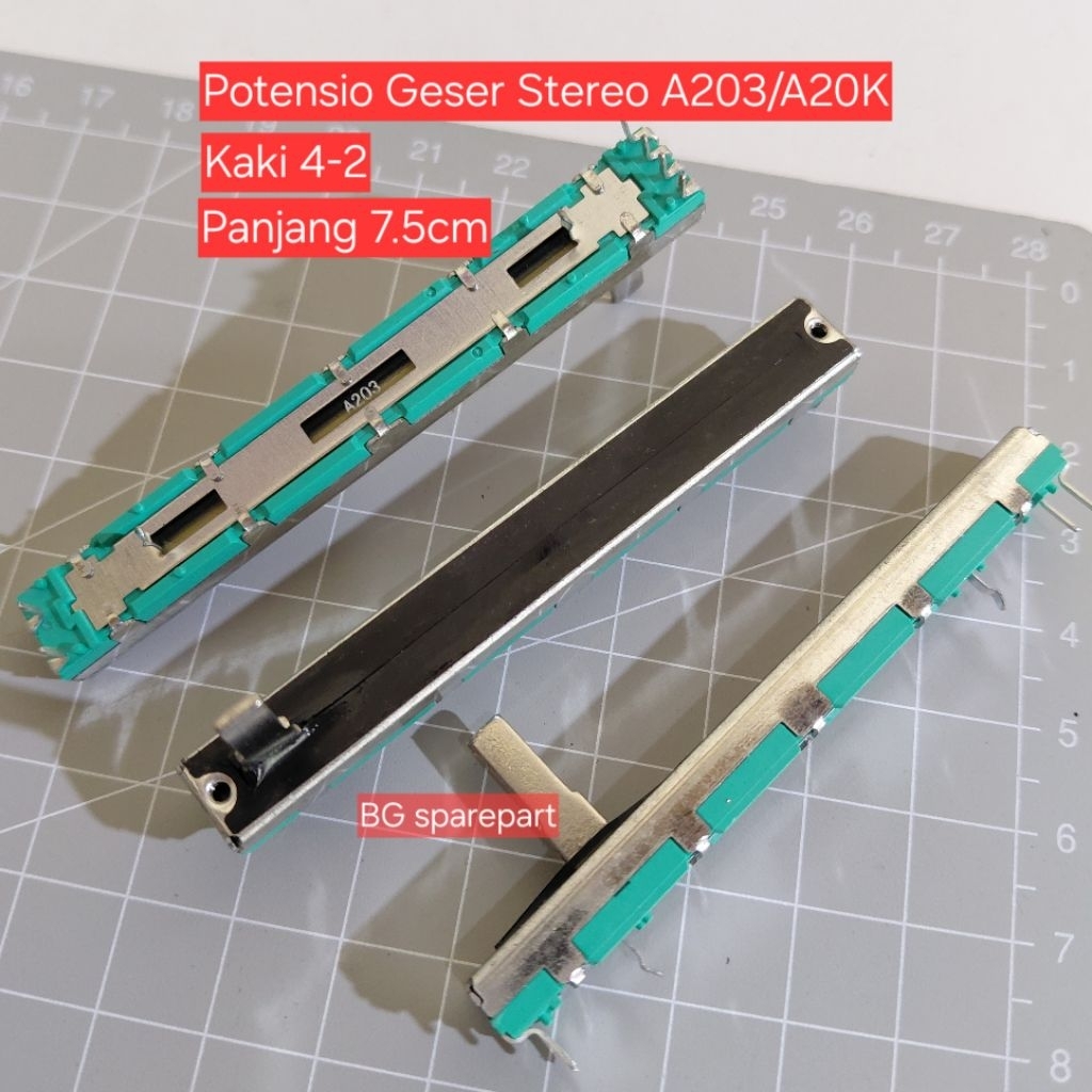 Potensio Geser Stereo 7.5cm A20K A203 Pin 4-2