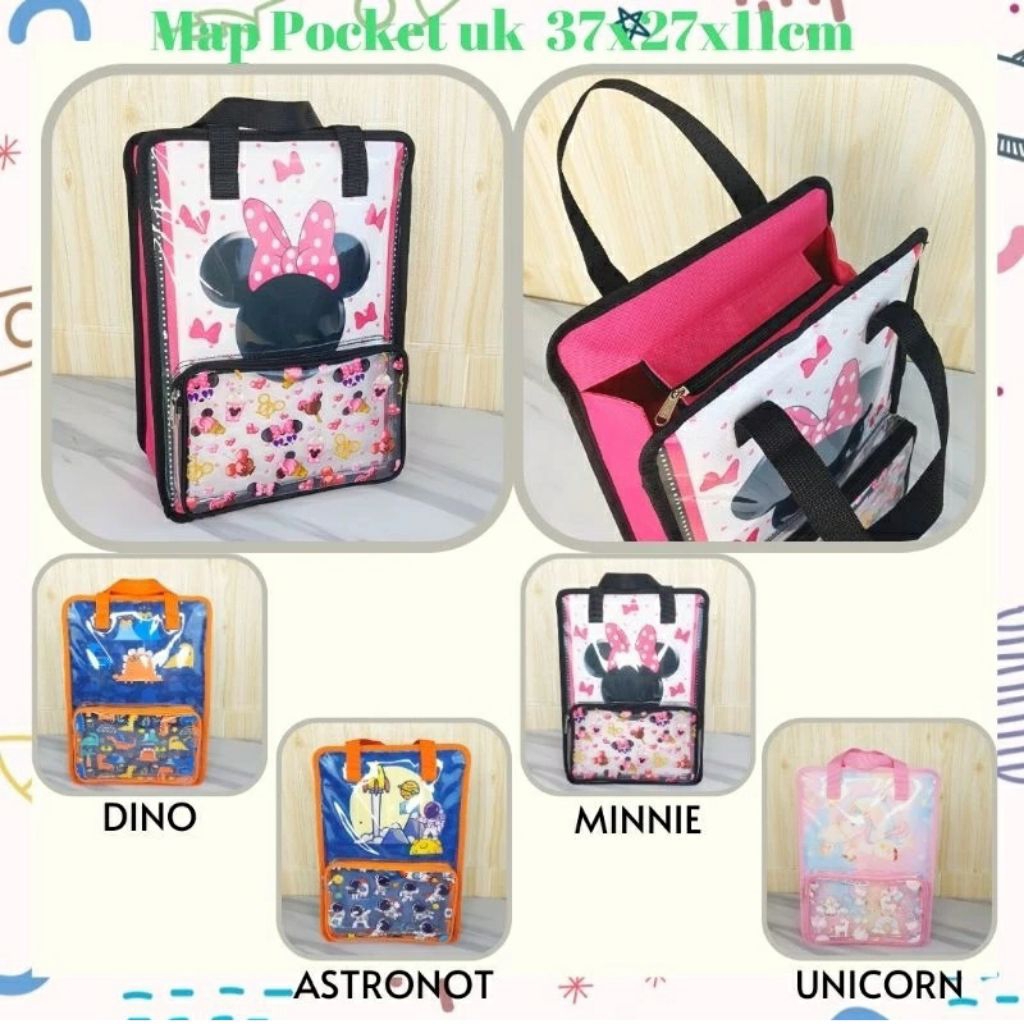 MAP POCKET FOLDER BAG DATA BAG Tas Les Anak Karakter SOUVRNIR ULTAH GIFT