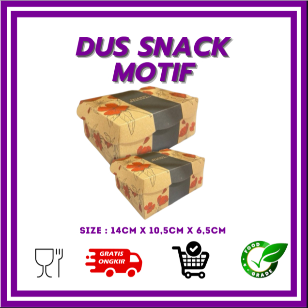 DUS SNACK BOX MOTIF BUNGA MERAH R3BA UK. 14X10,5X6,5CMTUTUP RENDA ISI 1 AQUA + 3 KUE NON LAMINASI