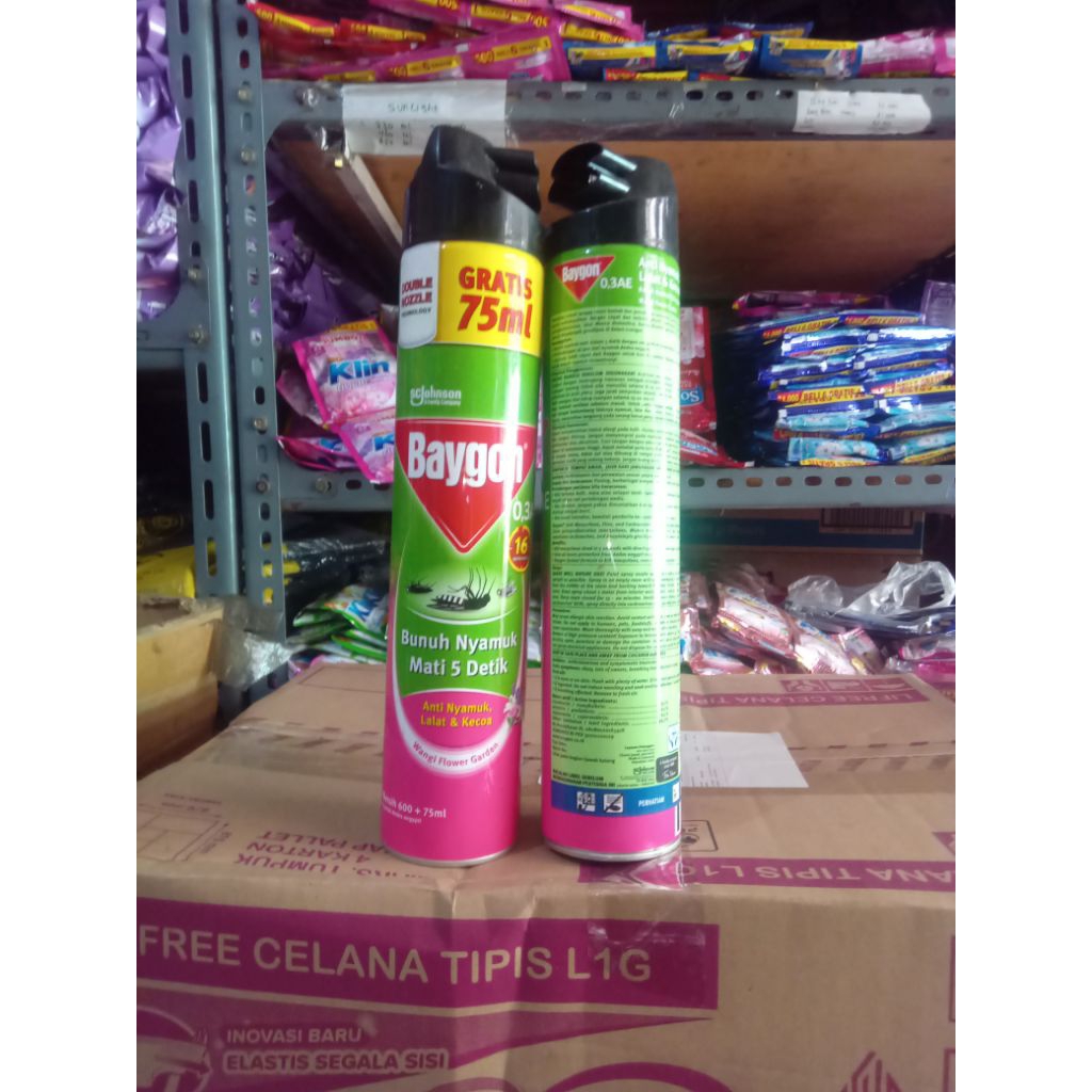 Baygon semprot 600ml + 75ml aerosol anti nyamuk dan kecoa 600ml + 75ml