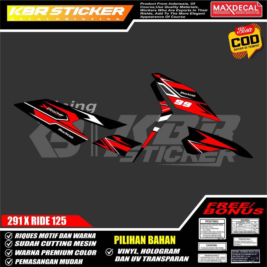 (COD)STICKER  STRIPING MOTOR ORIGINAL YAMAHA X RIDE  DESAIN RACING HOLOGRAM DAN TRANSPARAN