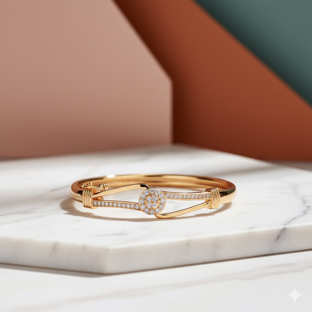 Gelang Wanita Model Baru Titanium Anti Luntur Gelang Dewasa Mata Zirkon Gelang Lapis Emas Imitasi