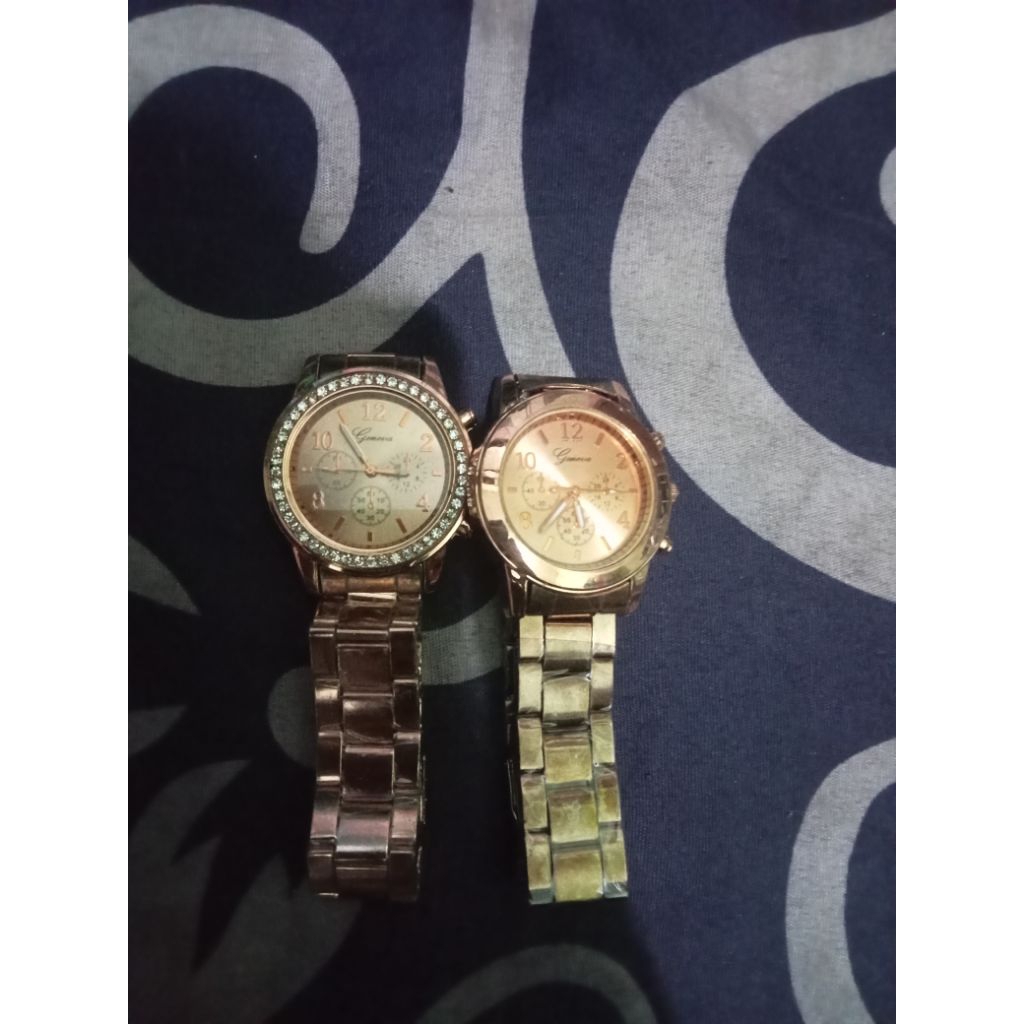 Jam tangan Couple Geneva strap besi /jam tangan classic mewah couple