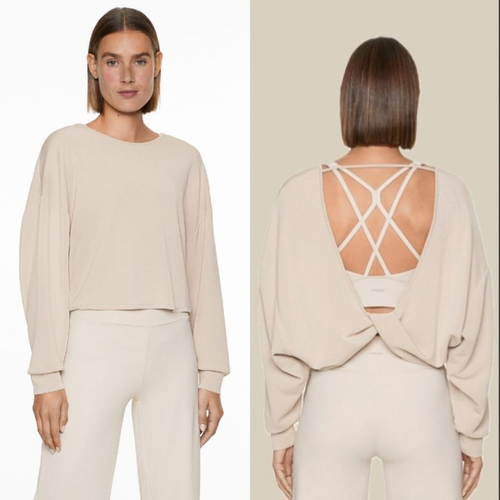 OYSHO CROP TOP BACKLESS LENGAN PANJANG  BARU ASLI ORIGINAL