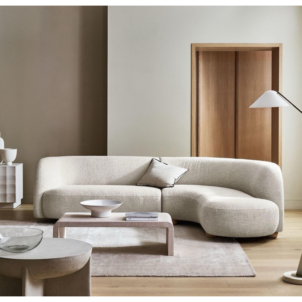 Sofa ruang keluarga model lengkung kacang letter L - sofa ruang tv minimalis