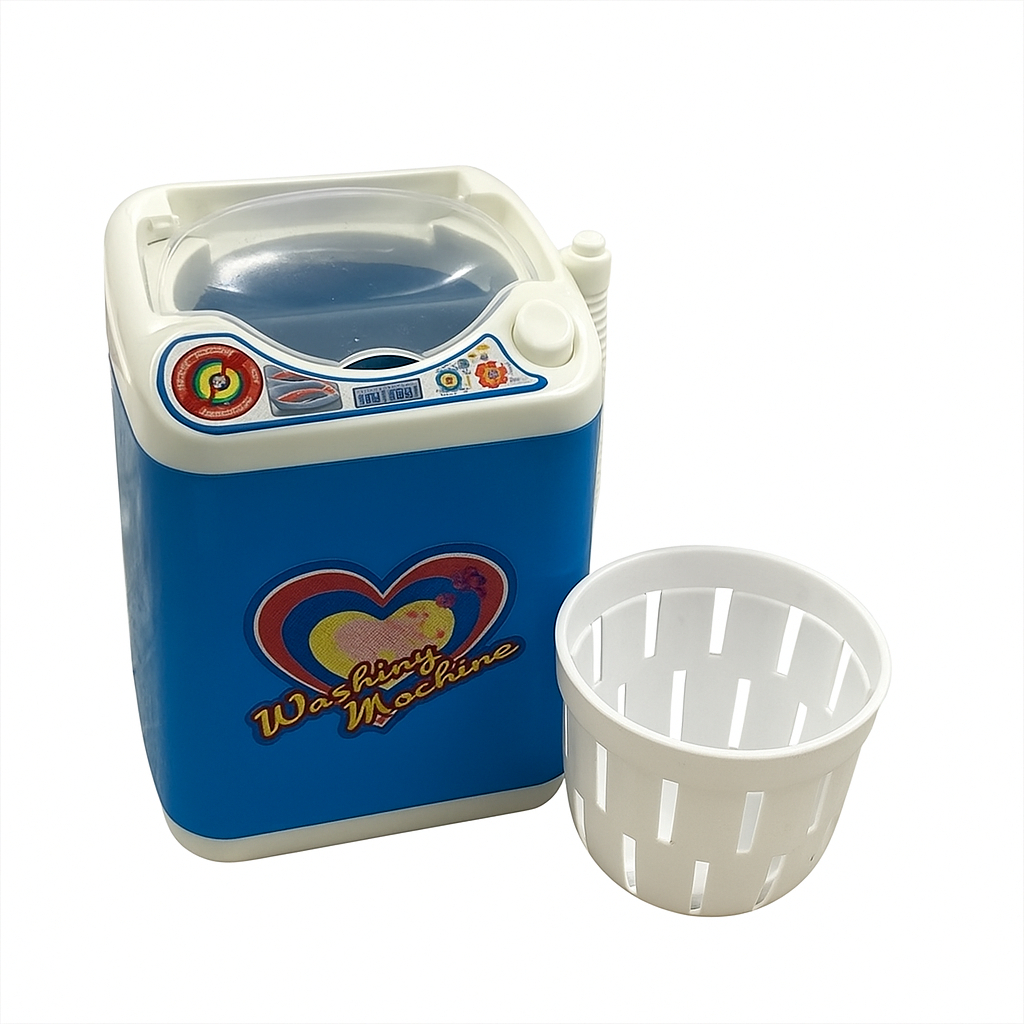 Mainan Mesin Cuci Mini Warna Biru Baterai Anak