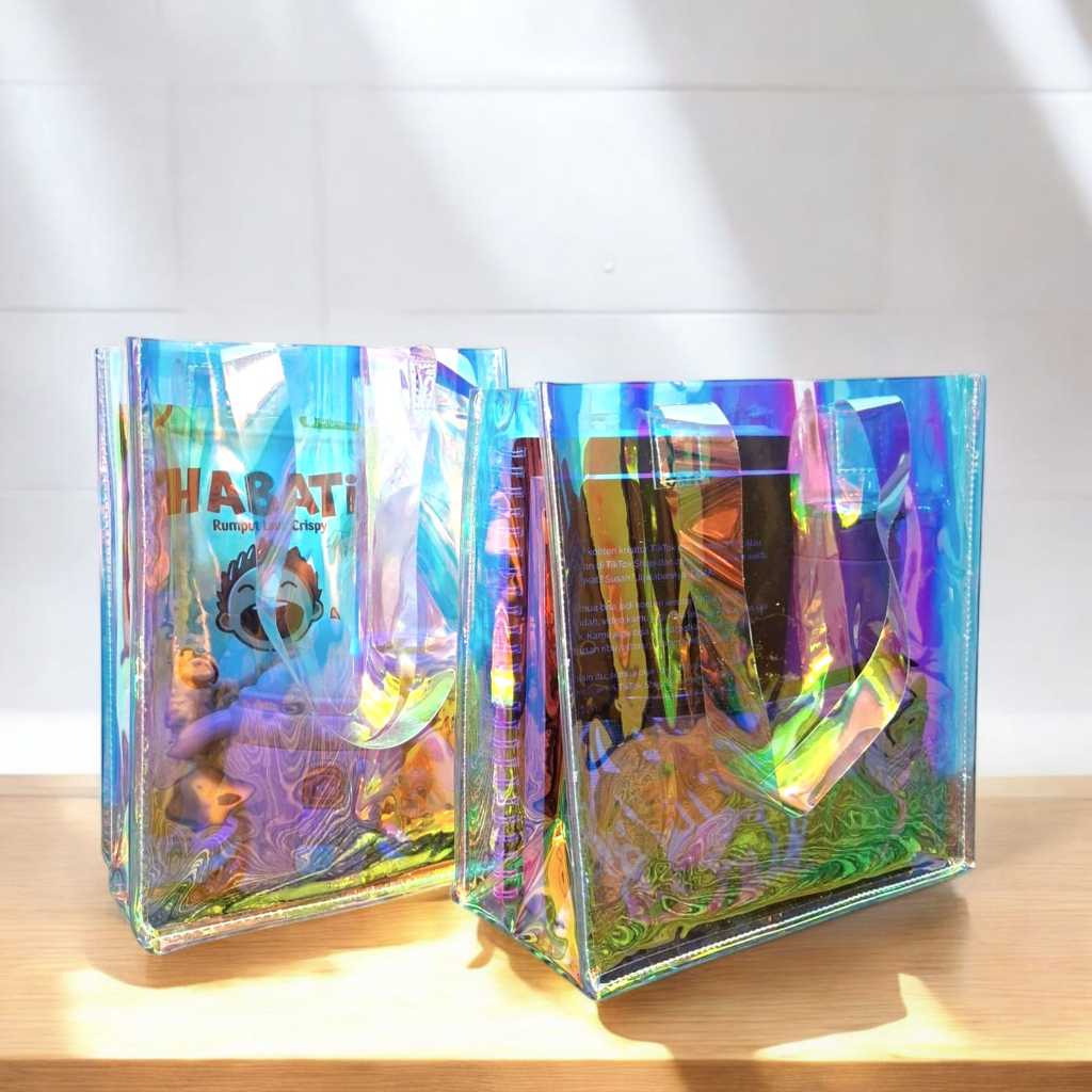 Tas Jinjing Pvc Hologram Goodie Bag - Tas Tote Bag Souvenir Tas Mika Hampers/Kado/Hadiah/Belanja