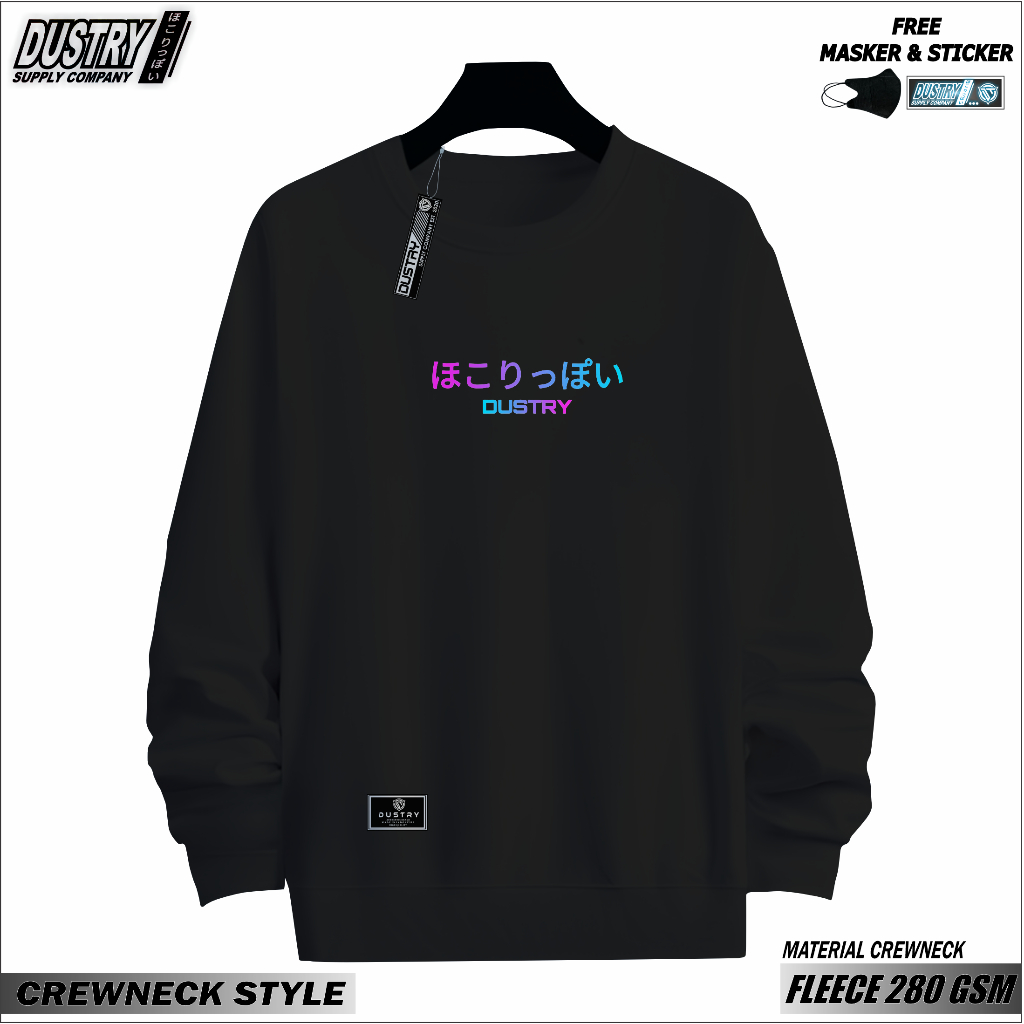 Sweater Crewneck Pria Distro Crenek DUSTRY JAPAN Unisex Cewek Cowok Jumbo Original Kekinian Switer S