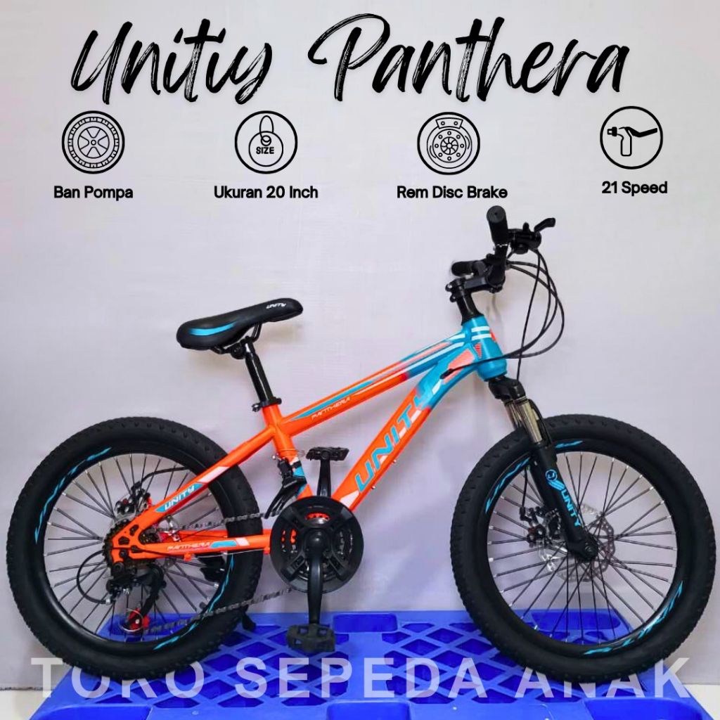 Sepeda Anak MTB 20 Inch Unity Panthera Sepeda gunung Rem Cakram Ban Tebal