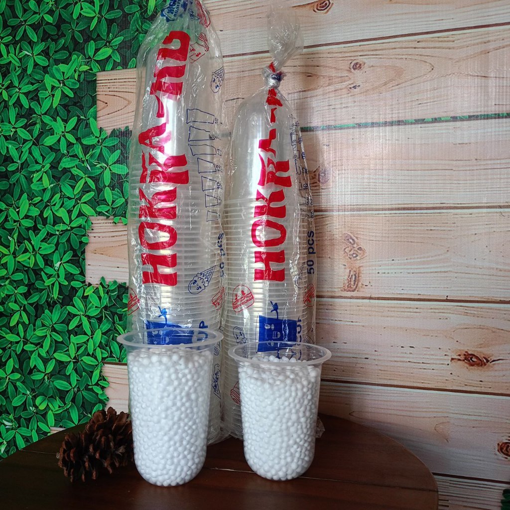 ( Isi 50 pcs ) Cup Gelas Hokkaku Oval 14oz/16oz