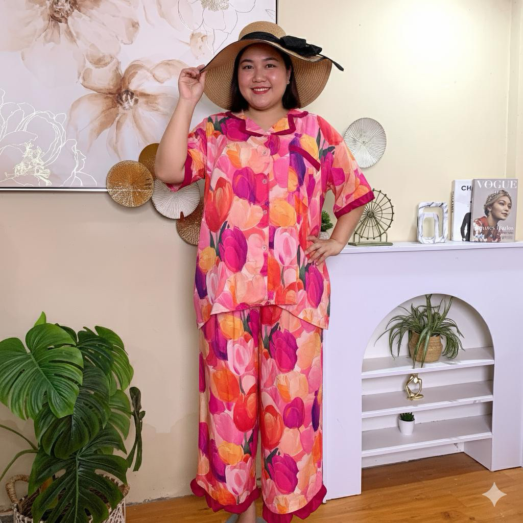 SETELAN BAJU TIDUR JUMBO LD 150 CELANA PANJANG RAYON PREMIUM/ SETELAN RAYON JUMBO