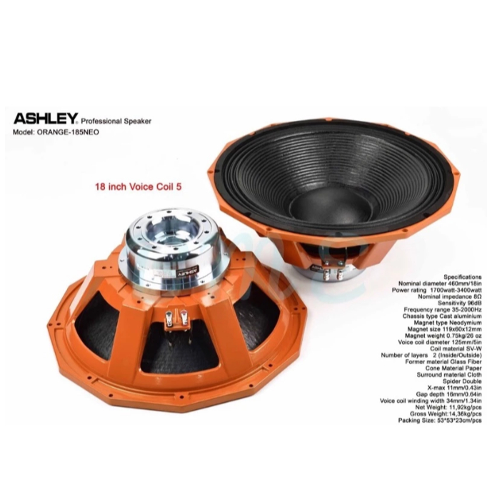 ORANGE-185NEO SPEAKER TRANSDUCER 18 INCH ASHLEY ORIGINAL / KOMPONEN 18 INCH / ORANGE185NEO ASHLEY