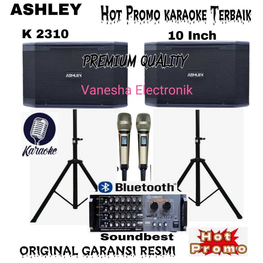 Karaoke terbaik speaker pasif 10" ASHLEY K2310 K 2310 original komplit set