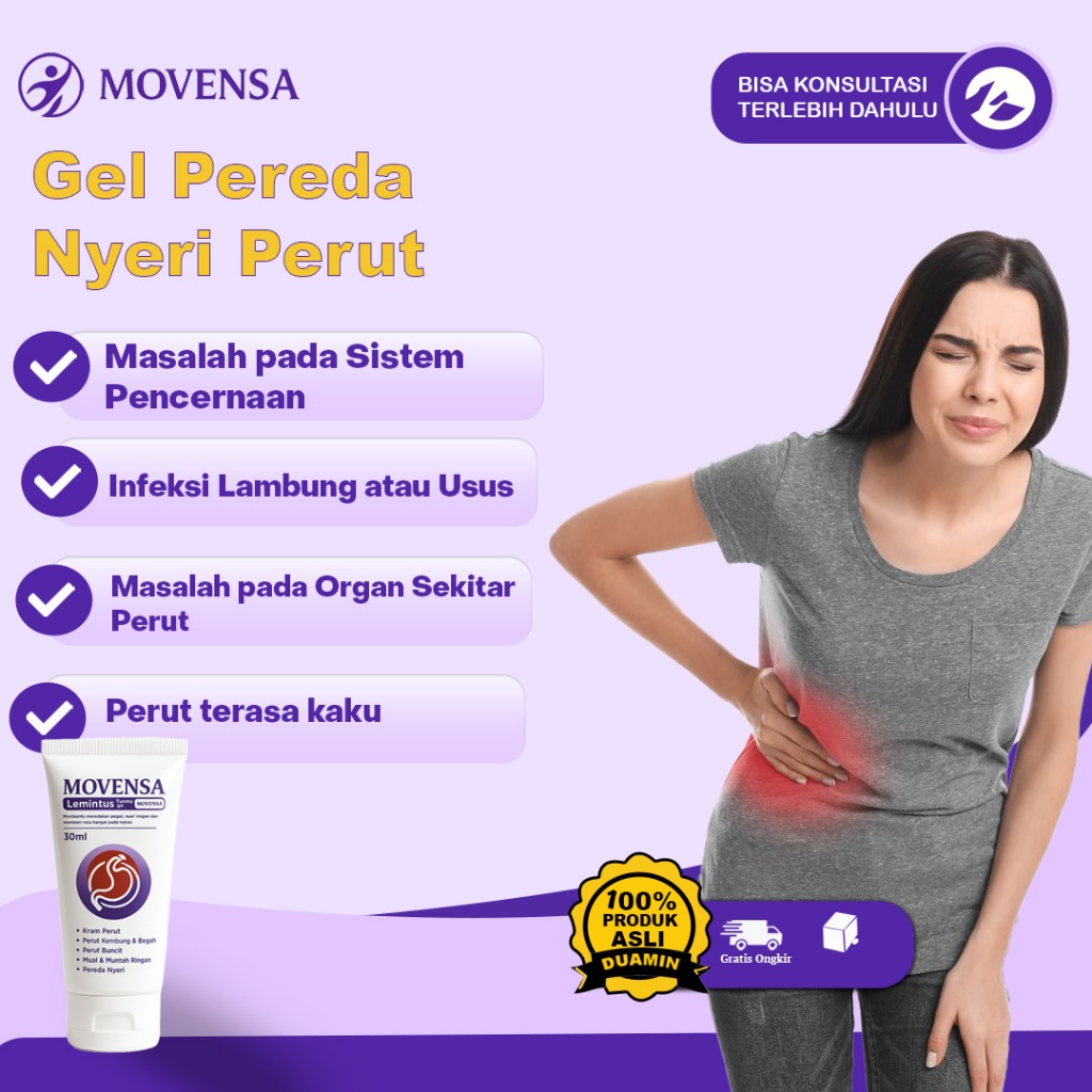 Movensa Official Store Gel Cream Soothing Krim Original Pereda Nyeri Perut dengan Bahan Alami