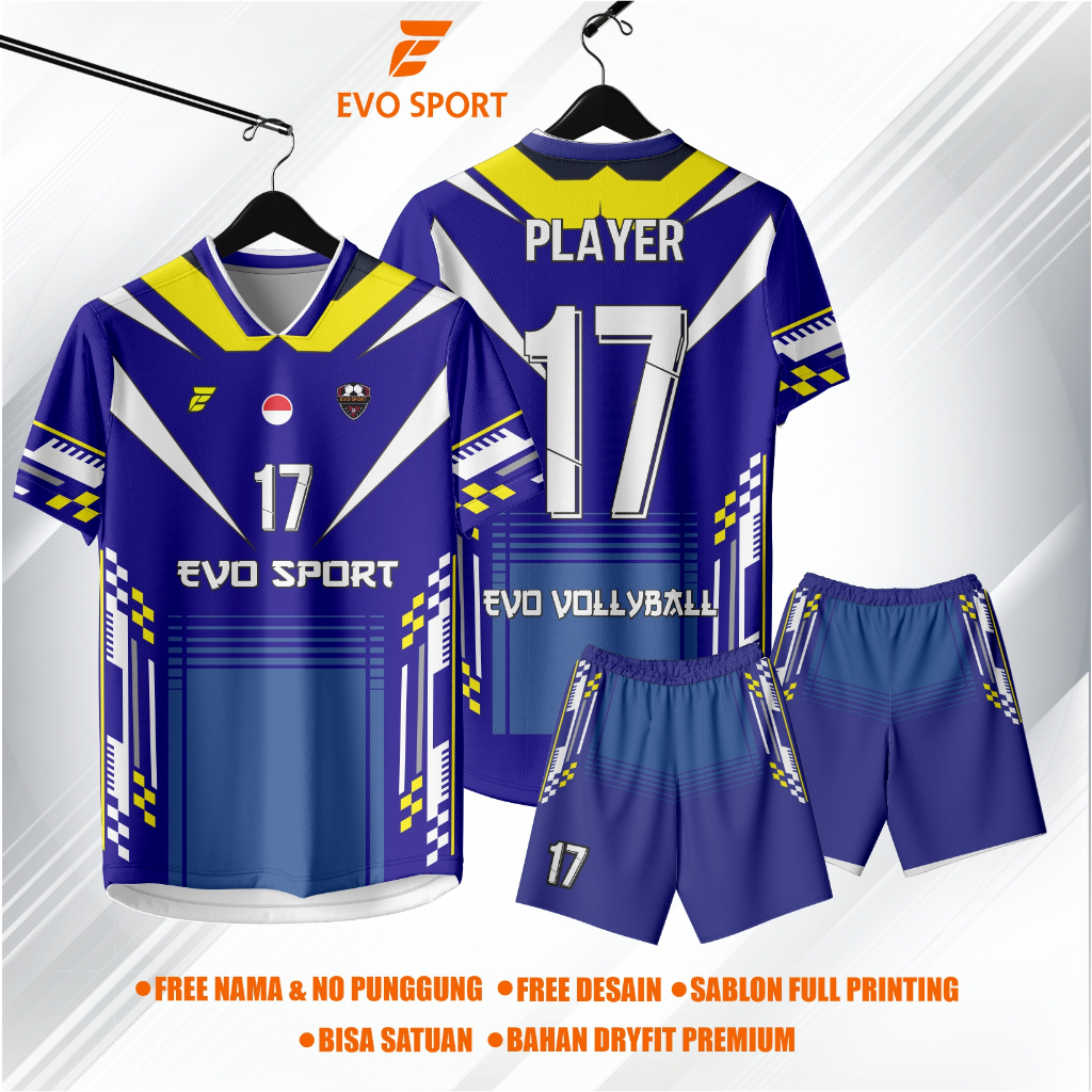 Jersey futsal baju futsal BLUE gratis nama nomor punggung