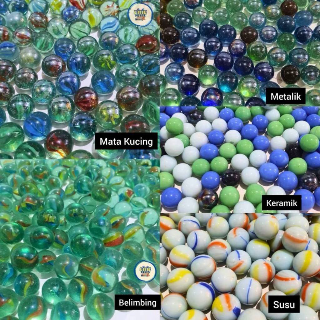 500GRAM (-+100pcs) KELERENG GUNDU GULI BLIMBING,MATA KUCING , METALIK, SUSU,KERAMIK,WIJEN