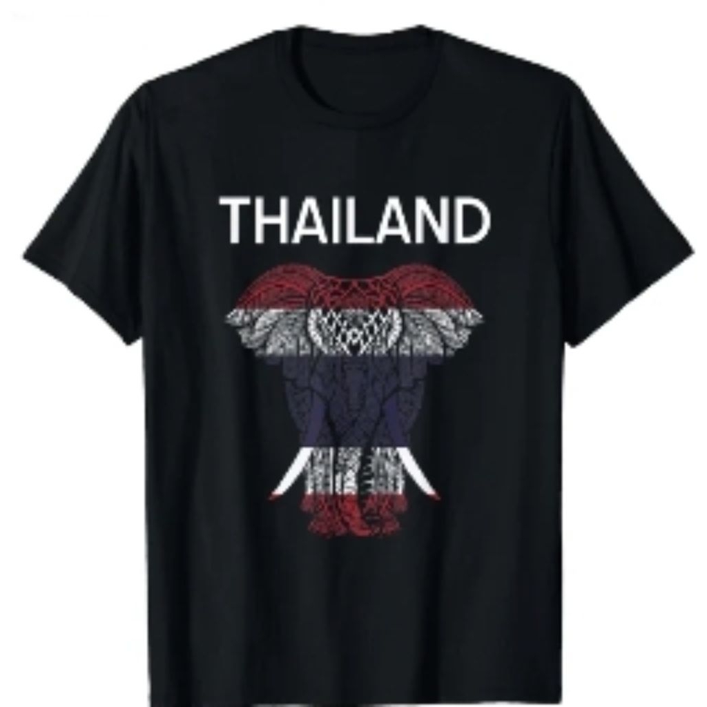 kaos oleh oleh thailand GAJAH motif bendera baju souvenir