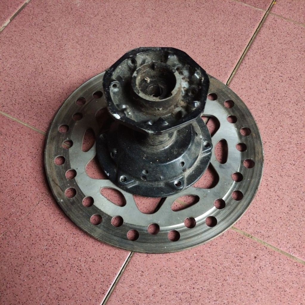 Tromol Klx Depan Ori h28 Tromol depan KLX Ori hole 28 bonus piringan original copotan repaint hitam